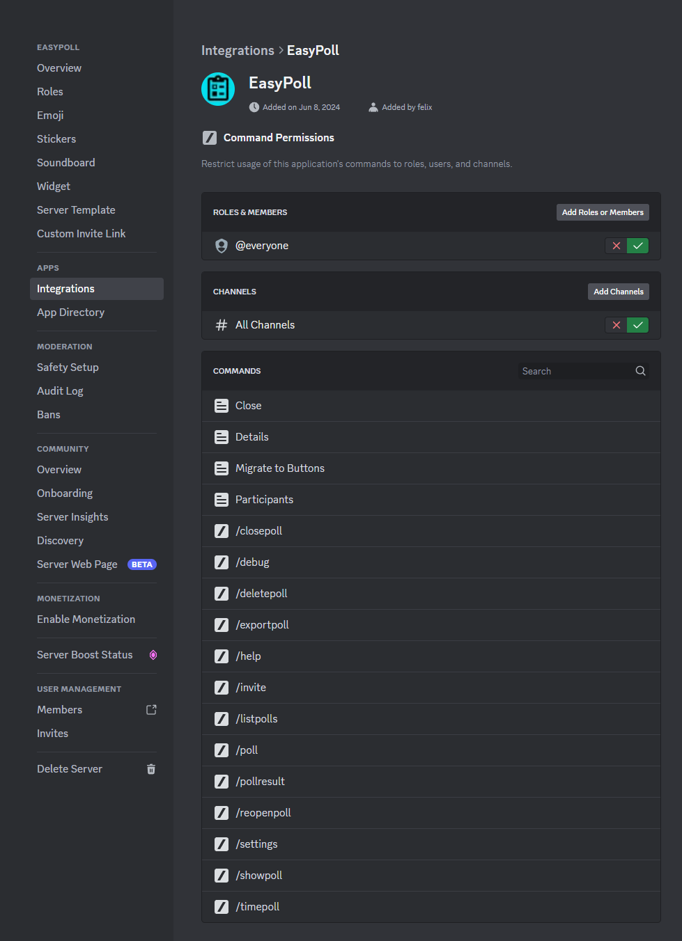 Integration Permissions